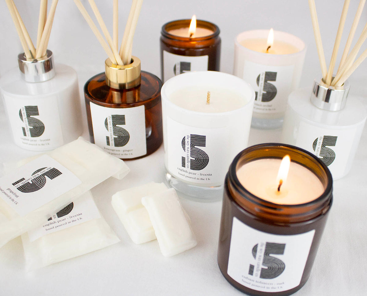 Luxury hand-poured soy wax candles, reed diffusers and melt bars by The Soy Wax Candle Company, made in Essex