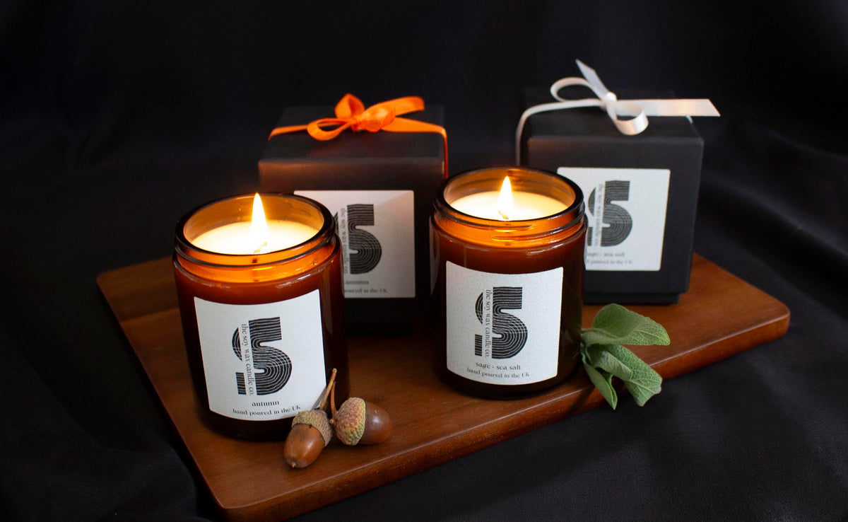 The Soy Wax Candle Company Luxury Gifting, Autumn Sage & Sea Salt Fragrance, Woody, Fresh, Floral hand-poured in Essex, Soy Wax Melt Bar, Wax Melts, reed diffusers, home fragrance.