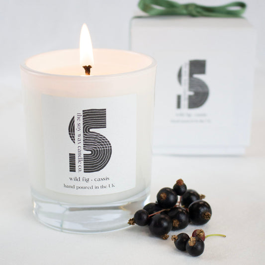 Wild Fig & Cassis
Hand poured in the UK by The Soy Wax Candle Company, 20cl soy wax candle in white gloss jar with wild fig & cassis fragrance, rich fruity home fragrance candle gift